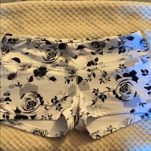 Black, Gray and White Rose Fleo Shorts
